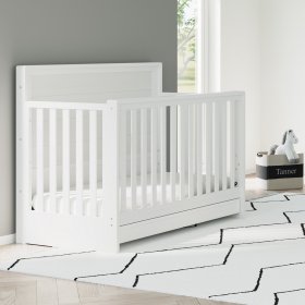 Storkcraft Luna 4-in-1 Convertible Crib with Drawer, White