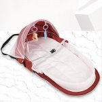 Shengshi Portable Bassinet For Baby Foldable Baby Bed Travel Sun Protection Mosquito Net Breathable Infant Sleeping Basket With Toys Gray