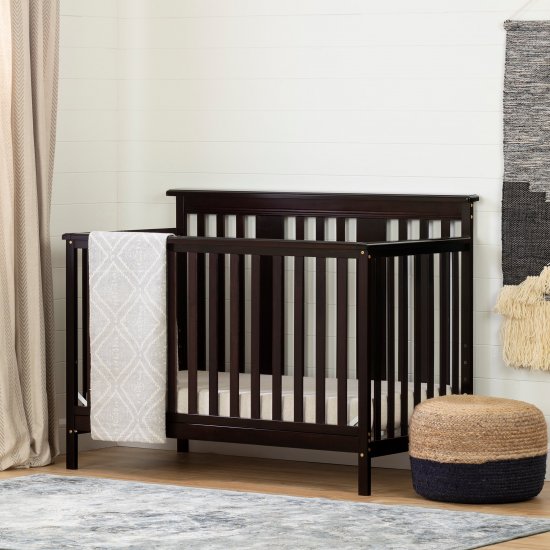 South Shore Little Smileys Baby Crib with Toddler Rail, Espresso