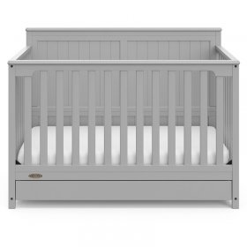 Rosebery Kids Traditional 4 in 1 Convertible Crib with Drawer in Pebble Gray