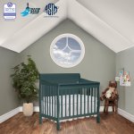 Dream On Me Aden Full Panel Convertible 4-in-1 Mini Crib In Olive