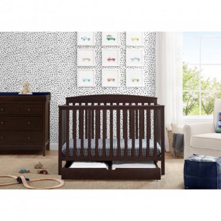 Delta Children Hanover 6-in-1 Convertible Baby Crib, Walnut Espresso