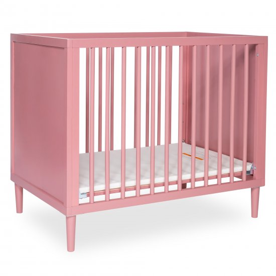 Dream On Me Lucas Mini Modern Crib With Rounded Spindles I Convertible Crib I Mid- Century Meets Modern I Portable Crib