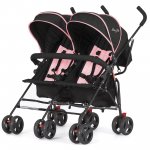 Dream On Me Volgo Umbrella Stroller Side-by-Side Stroller Double Stroller, Pink