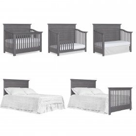 evolur Waverly 5-in-1 Full Panel Convertible Crib, Rustic Grey