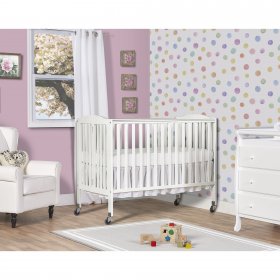 Dream On Me Folding Portable Convenience Full-Size Crib, White