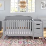 Graco Benton 4-in-1 Convertible Crib and Changer, Pebble Gray