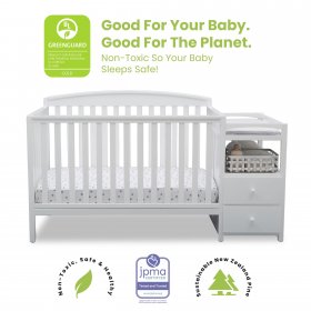 Delta Children Royal 4-in-1 Convertible Baby Crib and Changer, White