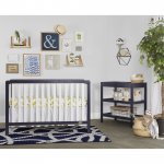 Dream On Me Ridgefield II 5 In 1 Convertible crib, White with Wire Brushed Navy