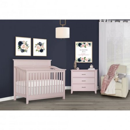 Slumber Baby Harper 4 in 1 Convertible Crib, Blush Pink