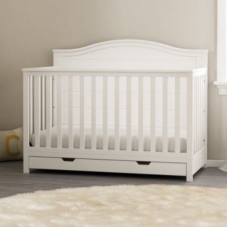 Storkcraft Moss 4-in-1 Convertible Crib with Drawer, White