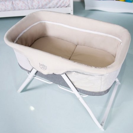 BabyJoy Foldaway Baby Bassinet Crib Newborn Rocking Sleeper Traveler Portable /Bag Gray