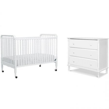 3 in 1 Convertible Crib Set with Matching Dresser in White