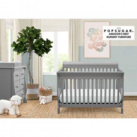 Canton 4-in-1 Convertible Crib - Easy to Assemble, Grey