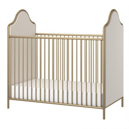 Rosebery Kids Contemporary Upholstered Convertible Gold Metal Crib