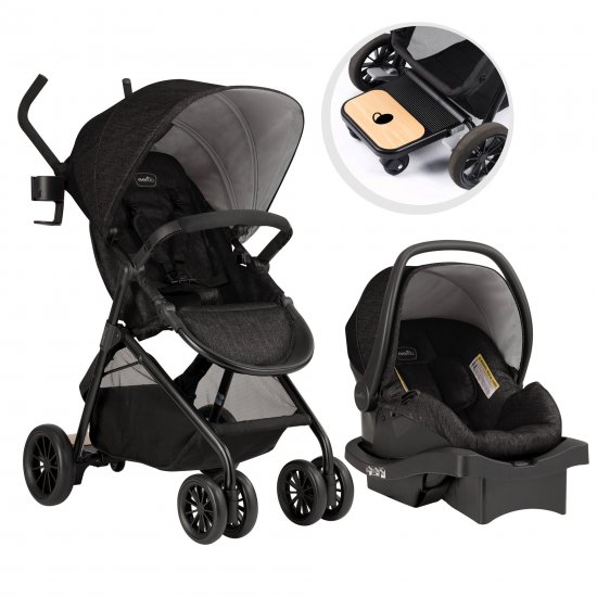 Evenflo Sibby Travel System Stroller, Solid Print Gray Black