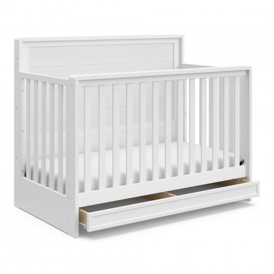 Storkcraft Luna 4-in-1 Convertible Crib with Drawer, White