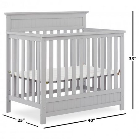 Dream On Me Harbor 4-in-1 Convertible Mini Crib, Pebble Gray