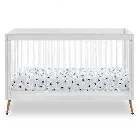 Delta Children Sloane 4-in-1 Acrylic Convertible Crib - Includes Conversion Rails, Bianca White withMelted Bronze