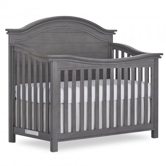 evolur Belmar Curve 5 in 1 Convertible Crib, Rustic Grey