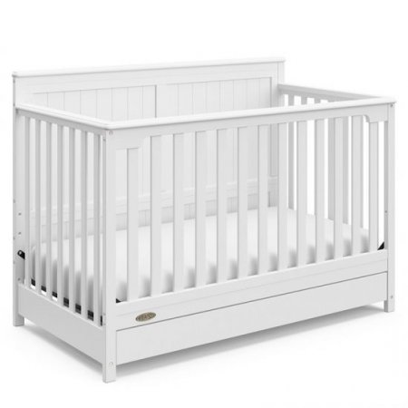 Rosebery Kids Traditional Wood 4 in 1 Convertible Crib with Drawer in White