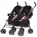 Dream On Me Volgo Umbrella Stroller Side-by-Side Stroller Double Stroller, Pink