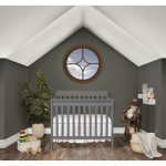 Dream On Me Aden Convertible 4 in 1 Mini Crib, Storm Grey