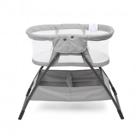 Baby Delight Beside Me Doze Deluxe Bedside Bassinet - Pebble Gray Fashion - Storage Basket - Removable Music, Lights, Vibration Unit - Ages 0-5 Months - JPMA Certified