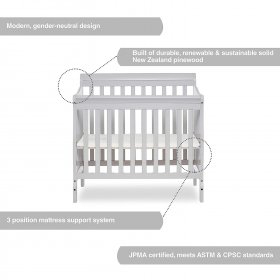 Dream On Me Aden 4-in-1 Convertible Mini Crib in Grey, Greenguard Gold Certified