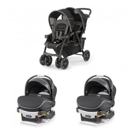 Chicco Together Double Stroller and Rear Facing Car Seat with Frame (2 Pack)