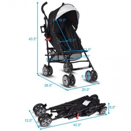 Costway Folding Baby Toddler Umbrella Travel Stroller With Storage Basket