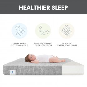 Delta Children Sweet Beginnings Mattress for Toddler Bed, Baby Crib or Baby Bed, Dual-Sided Nap Mat and Crib Mattress with Waterproof Cover, GREENGUARD Gold and CertiPUR-US Certified, 5-Year Warranty