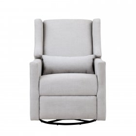 Suite Bebe Pronto Gliding Swivel Recliner in Blanco White Fabric