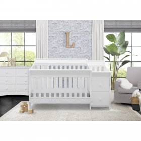 Delta Children Bentley S 4-in-1 Convertible Crib and Changer, White