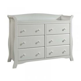 4-in-1 Convertible Baby Crib and 6-Drawer Double Dresser Set in Pure White