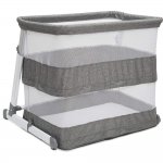 Simmons Kids Room2Grow 2-in-1 Newborn Bedside Bassinet & Infant Sleeper - Height Adjustable Portable Crib with Wheels & Airflow Mesh, Grey Tweed