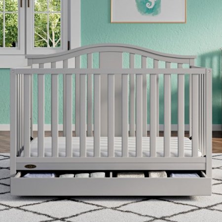 Graco Solano 4 in 1 Convertible Crib with Drawer Pebble Gray