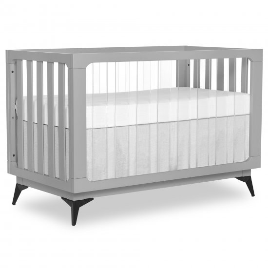 Evolur Acrylic Millennium 4 in 1 Convertible Crib in Pebble Grey