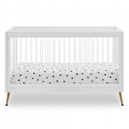 Delta Children Sloane 4-in-1 Acrylic Convertible Crib - Includes Conversion Rails, Bianca White withMelted Bronze