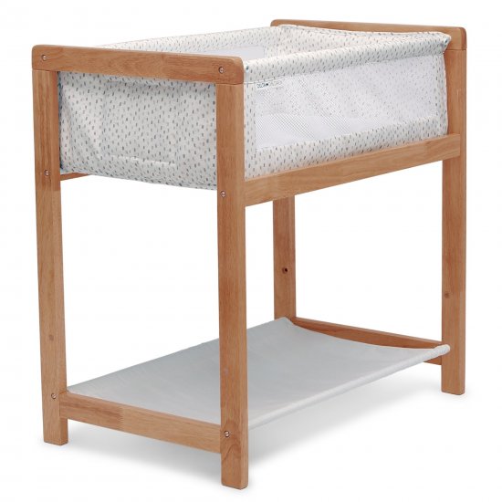 Delta Children Classic Wood Bedside Bassinet Sleeper, Portable Crib with High-End Wood Frame, Paint Dabs