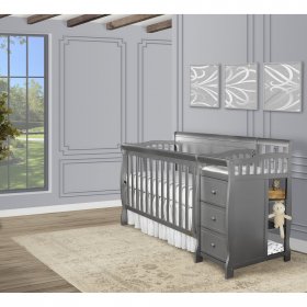 Dream On Me 5-in-1 Brody Full Panel Convertible Crib with Changer, Storm Grey