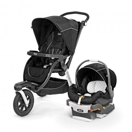 Chicco Activ3 Jogging Travel System Stroller, Crux (Black)