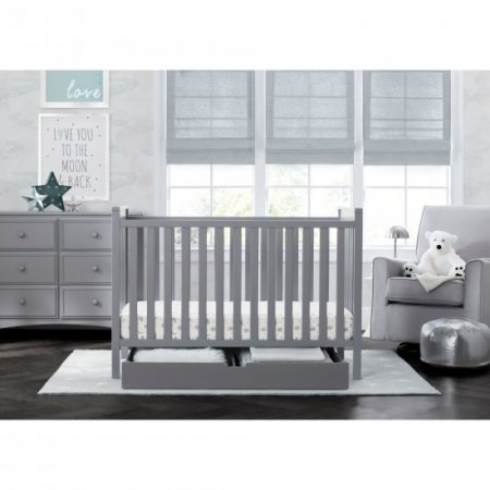 Delta Children Mercer 6-in-1 Convertible Baby Crib, Grey