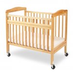 LA Baby Mini/Portable Non-folding Wooden Window Crib with Safety Gate