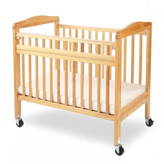 LA Baby Mini/Portable Non-folding Wooden Window Crib with Safety Gate