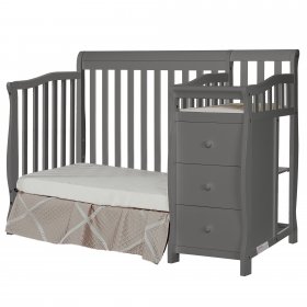 Dream On Me Jayden 4-in-1 Convertible Mini Crib and Changer - Bed frame and Mattress not included, Storm Gray