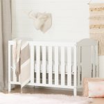 Crib and Toddler Bed with 4 Drawer Chest Set in White