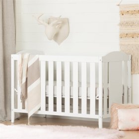 Crib and Toddler Bed with 4 Drawer Chest Set in White