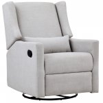 Suite Bebe Pronto Gliding Swivel Recliner in Blanco White Fabric