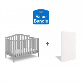 Graco Solano 4 in 1 Convertible Crib Pebble Gray + Bonus Graco Mattress